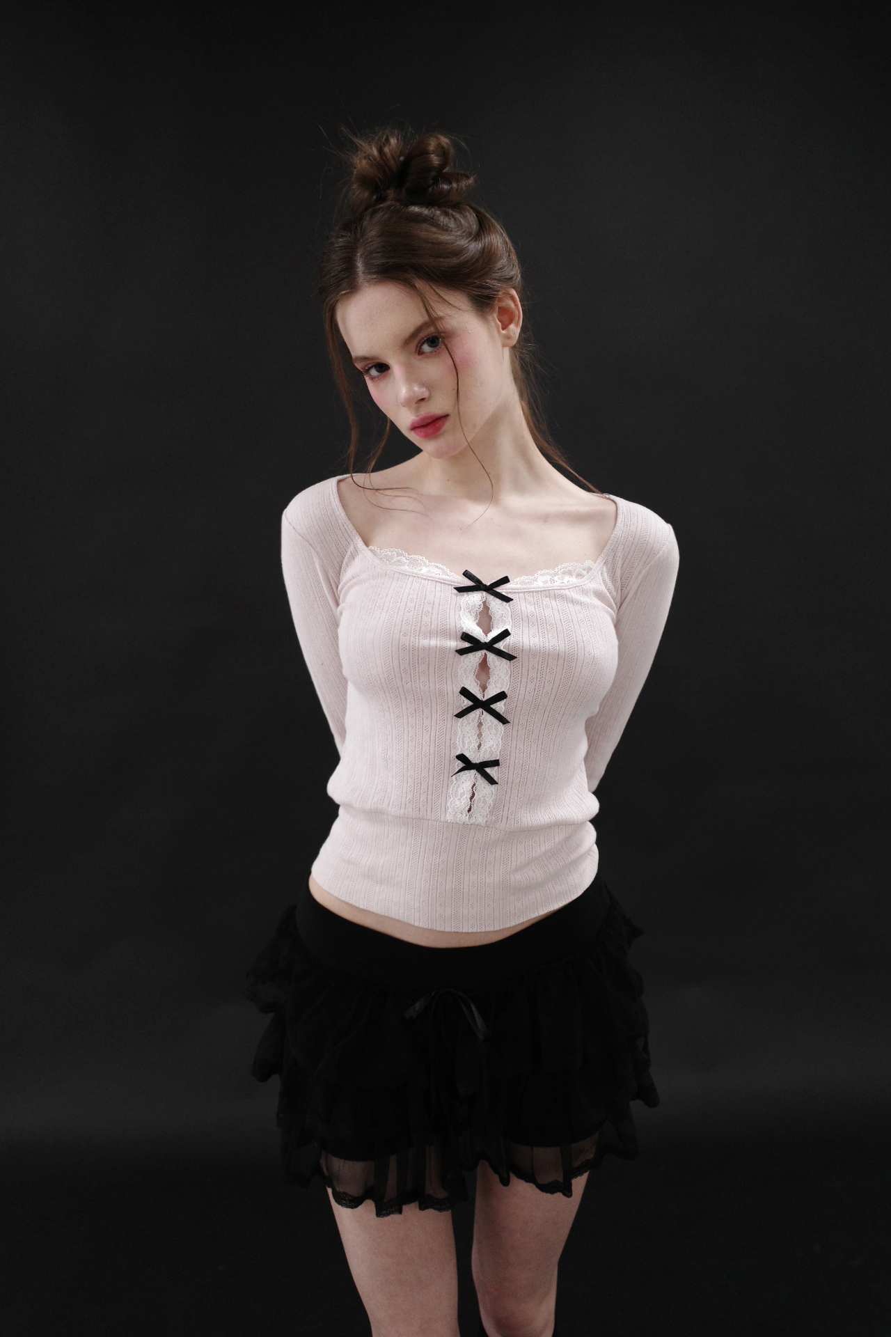 [5th Restocked] SPRING HOLE RIBBON TOP (PINK)