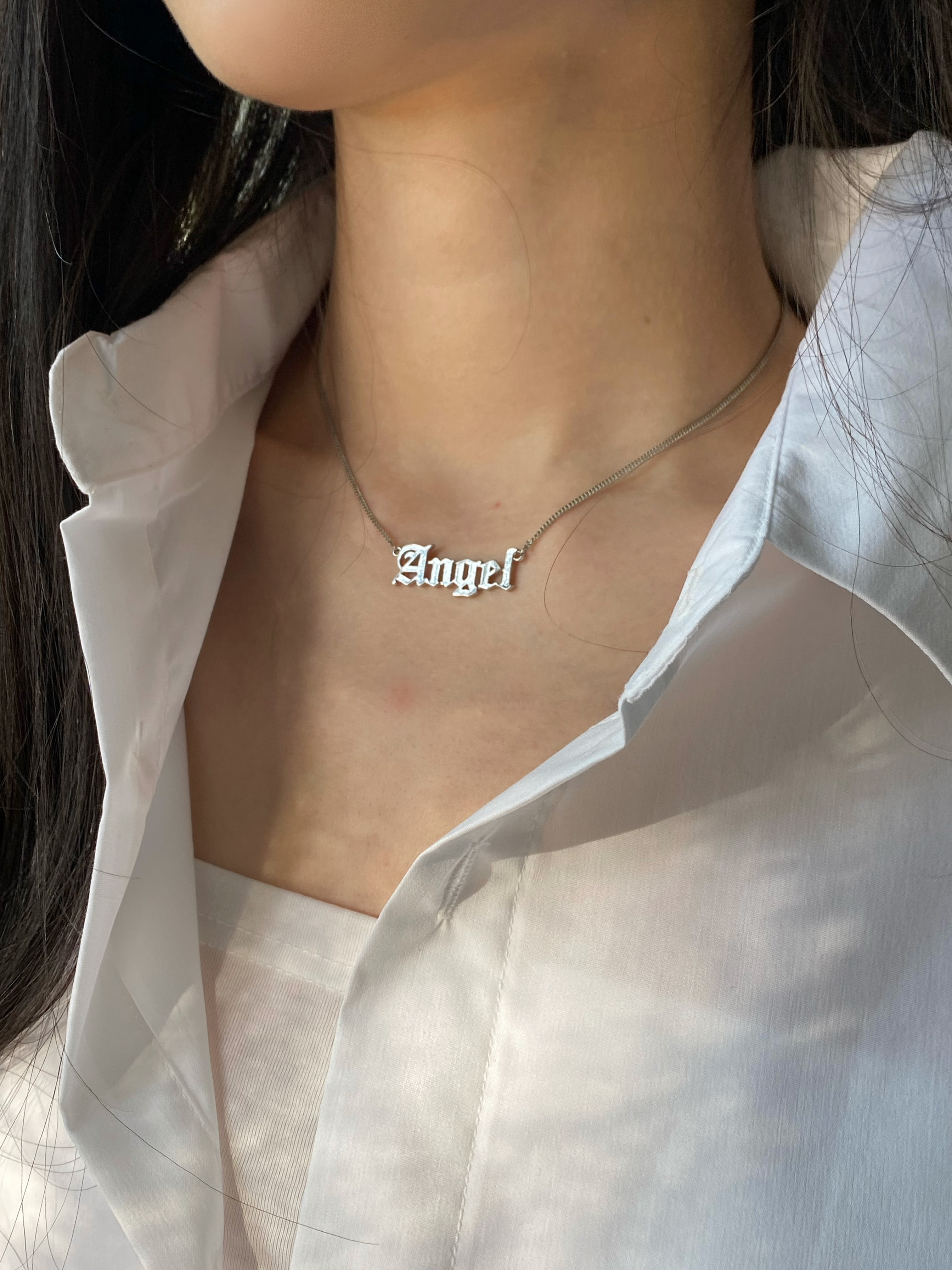 angel lettering necklace