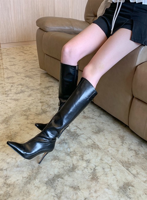 stiletto heel long boots (2colors!)