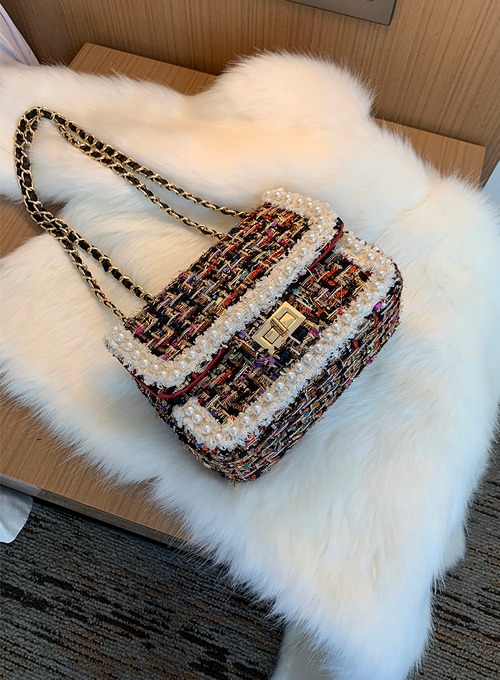 tweed pearl chain bag (2colors!)