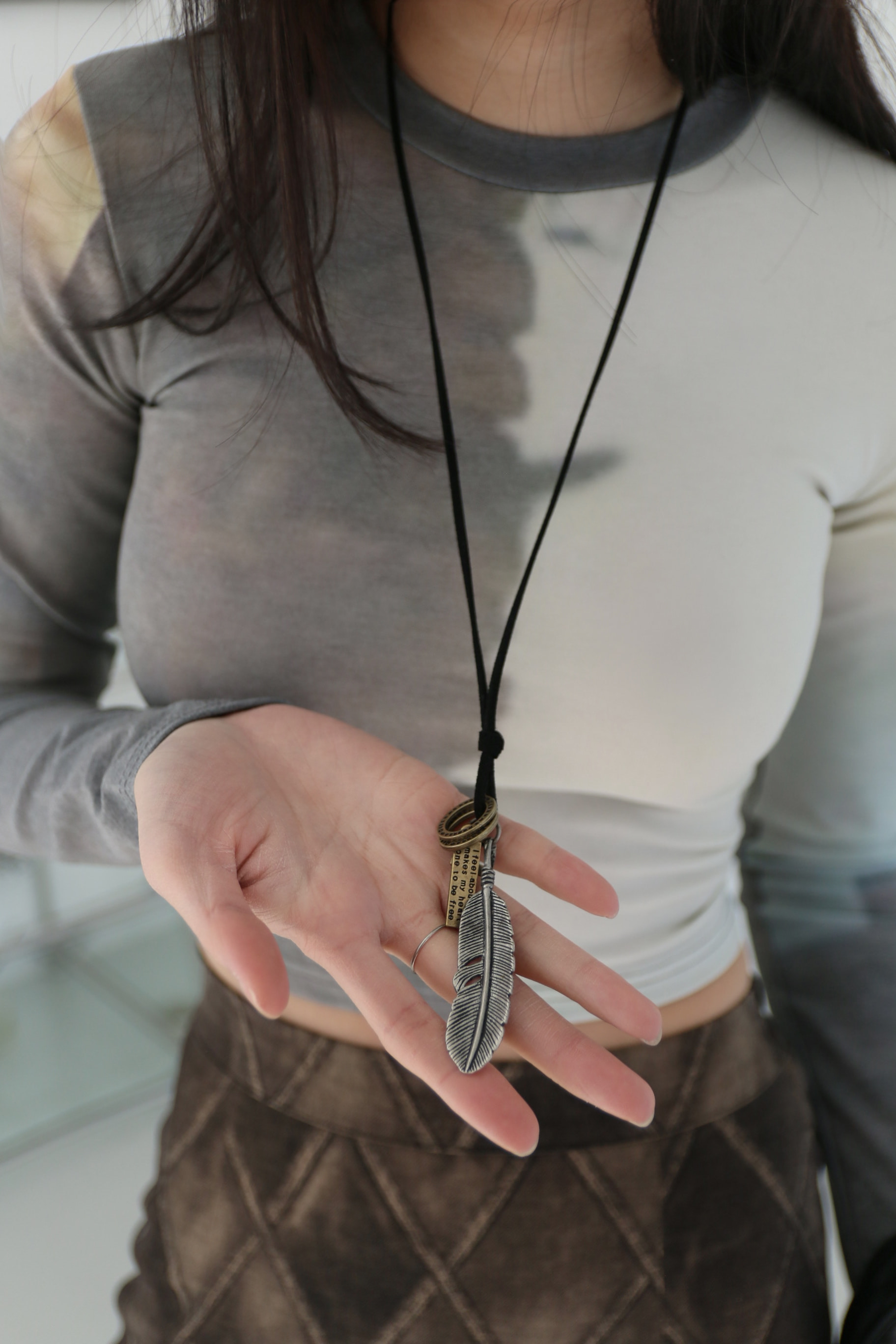 cross feather necklace