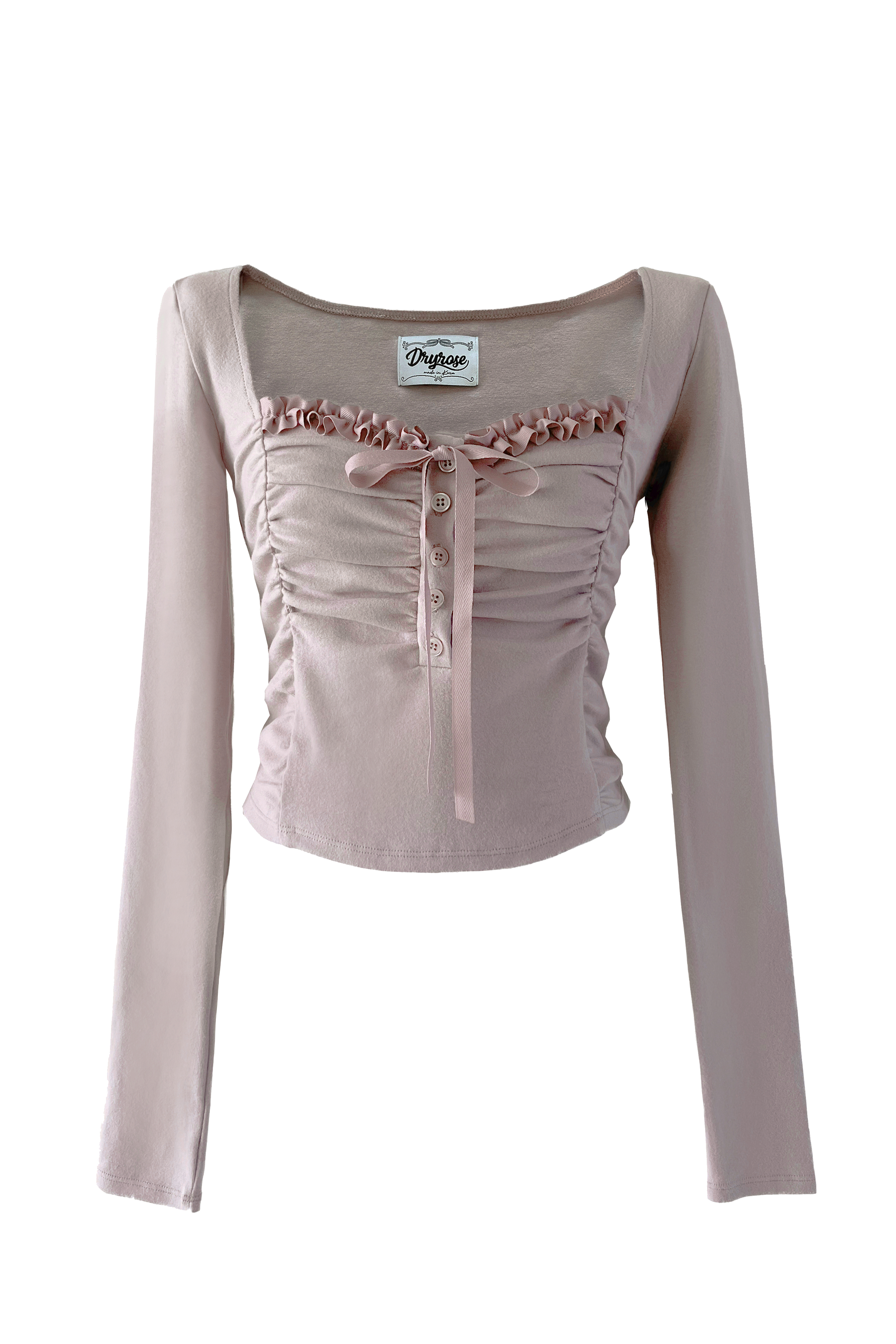[9th Restock] SHIRRING LACE BUTTON TOP (PINK)